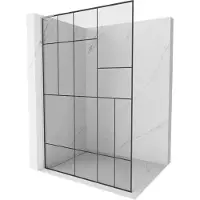 Mexen Kioto L Duschwand Walk-in 90 x 200 cm, schwarzes Muster, Chrom - 800-090-103-01-78