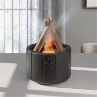 Torribaly Diffusor mit simulierter Flamme, Lagerfeuer-Luftbefeuchter, Ultraschall-Nebelmaschine, Nebelmaschine, LED-Lampe für ätherische Öle, Weiß