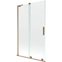 Mexen Velar L Badewannenabtrennung 2-flügelig verschiebbar 110 x 150 cm, transparent, gebürstetes Kupfer - 896-110-003-01-65
