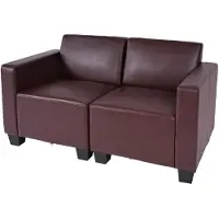 Mendler Modular 2-Sitzer Sofa Couch Moncalieri, Kunstleder rot-braun