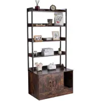 DUOKU Katzentoilette Abdeckung - - Verstecktes Holzmöbel - 4 Regale - Innenarmoire - Braun