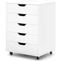 Helloshop26 Mobiler Container - - 5 Schubladen - Verbundholz - Weiß - 49 x 40 x 65 cm