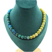 Bijoux Steine und Mineralien. Collier Perlen Serpentin + Apatit 8 mm. Edelstahlkette. Collier für Frauen, Männer. Personalisierbare Größe