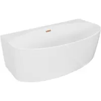 Mexen Bruna freistehende Vorwand-Badewanne 150 x 82 cm, weiß glänzend, Überlauf gebürstetes Kupfer - 52731508200-65
