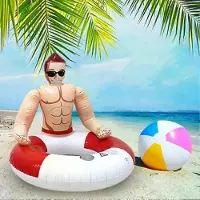 MaxPower Aufblasbare Muscle Men Schwimmringe, wasserdicht, mit Getränkehalter für Kinder, Jugendliche und Erwachsene