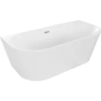 Mexen Oval freistehende Wandbadewanne 140 x 75 cm, weiß, mit Überlauf chrom - 52671407500-01
