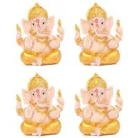 Semoic 4X Haidianzi Gold Lord Ganesha Buddha Statue Elefant Gott Skulpturen Ganesh Figuren