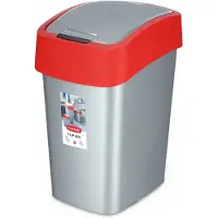 Curver Mülleimer FLIP BIN 45L silber/rot