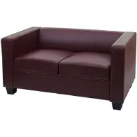 Mendler 2er Sofa Lille Kunstleder, rot-braun