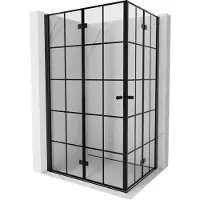 Mexen Mist-F Duo Duschkabine klappbar 110 x 85 cm, schwarzes Gitter, schwarz - 8A6-110L-085P-70-77