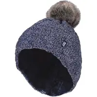 Heat Holder Wärmehalter - Damen Strickfleece gefütterte Thermo-Bommelmütze mit Pom Pom
