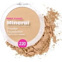 Ruby Kisses Mineral Pressed Powder Foundation, mittlere bis volle Deckkraft, natürliche Finish 0,35 Unzen (Naturbeige)
