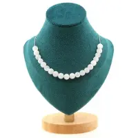 Bijoux Steine und Mineralien. Halskette mit 20 Perlen aus Mondstein 8 mm. Kette aus Edelstahl für Damen und Herren. Personalisierbare Größe.