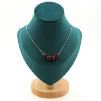 Bijoux Steine und Mineralien. Halskette mit 4 Mahagoni-Obsidian-Perlen 8 mm. Edelstahlkette Halskette für Frauen, Männer. Personalisierte Größe.
