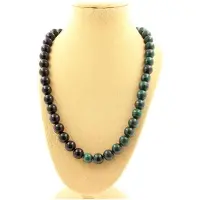 Bijoux Steine und Mineralien. Mala aus Malachit aus dem Kongo Qualität 7A + schwarze Achat 8 mm. Halskette für Frauen, Männer. Personalisierbare Größe.