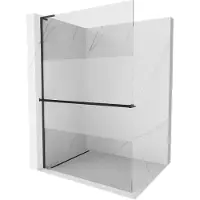 Mexen Kioto+ L Duschwand mit Regal Walk-in 110 x 200 cm, transparent/matt, schwarz - 800-110-123-70-30