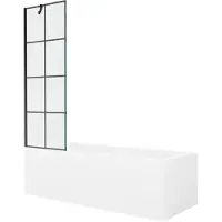 Mexen Cubik rechteckige Badewanne 150 x 70 cm mit Verkleidung und 1-flügliger Duschabtrennung 60 cm, Schwarzes Design - 55031507