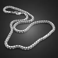 MaxPower (46 cm) Klassisch, wirklich 100 % 925er-Sterlingsilber, Box-Ketten-Halskette, modisch, für Herren und