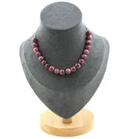 Bijoux Edelsteine und Mineralien. Halskette mit 20 Perlen aus Lepidolith 8 mm. Kette aus Edelstahl. Halskette für Frauen, Männer. Anpassbare Größe.