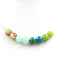 Bijoux Edelsteine und Mineralien. Halskette mit Perlen aus Peridot + Chrysokoll + Angelit + Melonentourmaline Kette aus rostfreiem Stahl.