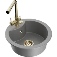 Mexen Diego 1-Becken-Granit-Spüle mit Mischbatterie Duero, Grau - 6512-71-671600-50