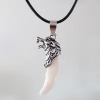 MaxPower Halskette mit Wolfszahn-Anhänger für Paare im Boho-Stil, Wolfszahn-Halskette für Herren