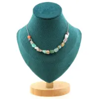 Bijoux Steine und Mineralien. Halskette mit 15 mehrfarbigen Opalperlen aus Australien. Kette aus Stahl. Halskette für Frauen, Männer. Anpassbare Größe.
