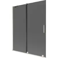 Mexen Velar Badewannenfaltwand, 2-flügelig, 140 x 150 cm, Graphit, gebürsteter Nickel - 896-140-000-41-97