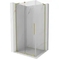 Mexen Velar L Duschkabine schiebbar 120 x 90 cm, transparent, gebürstetes Gold - 871-120-090-03-55