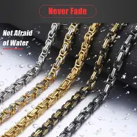 MaxPower (Gold -4mm-80cm) 4/5/6/8mm Breite Royal Box Chain Byzantinisches Armband Halskette für Männer Männlich