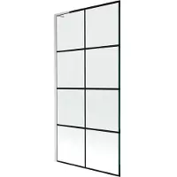 Mexen Next L Badewannenfaltwand 1-flügelig 90 x 150 cm, schwarzes Muster, gebürsteter Nickel - 895-090-000-03-77-97