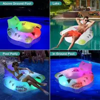 MaxPower Aufblasbare Poolmatratze, großer schwimmender LED-Liegestuhl für den See