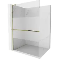 Mexen Kioto+ L Duschwand mit Regal Walk-in 80 x 200 cm, transparent/mat, gold - 800-080-123-50-35