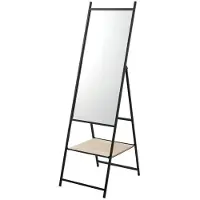 Helloshop26 Stehender Spiegel mit einer Schublade Chamois 150 x 44 x 60 cm schwarz Eiche-Effekt 03_0007966