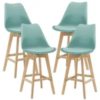 Helloshop26 Set aus 4 Barhockern aus Kunststoff, Buchenholz, 105x48x58 cm, grün 03_0008719