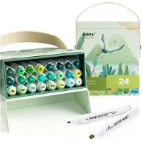 ARRTX Marker - - Doppelseitig - 24 Farben - Grüntöne