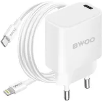 BWOO CDA159 PD Wandladegerät 20W 1x USB-C-Anschluss + Lightning weiß