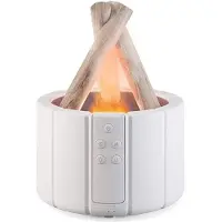 Semoic Simulierter Flammendiffusor, Lagerfeuer-Luftbefeuchter, Ultraschall-KüHlnebelhersteller, NebelgeräT, LED-Diffusor für ÄTherische ÖLe, Weiß