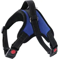 MaxPower (Blau, M) L 33-66lb Verstellbares Hundegeschirr für den Außenbereich, reflektierende Sicherheitsweste ohne Ziehen