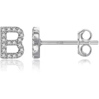 Mono Letter B Earrings CZ Simulated Diamond Stud Earrings Fashion Alphabet