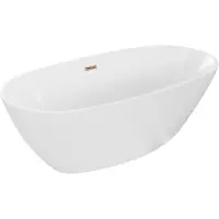 Mexen Eris freistehende Badewanne 180 x 95 cm, weiß, Überlauf Roségold - 53441809500-60