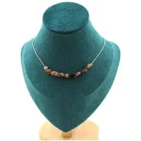 Bijoux Steine und Mineralien. Halskette mit 10 Perlen Andalousit aus den USA. Kette aus Edelstahl Halskette für Frauen, Männer. Anpassbare Größe