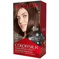 Revlon Permanente Haarfarbe, FarbenSilk mit 100% Grauabdeckung, Ammoniakfrei, 33 Dunkel Weichbraun, 4.4