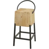 Mendler Barhocker MCW-L76, Barstuhl Tresenhocker, Industrial Metall Massiv-Holz MVG-, natur