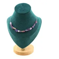 Bijoux Edelsteine und Mineralien. Halskette mit 15 Perlen Charoit aus Russland. Kette aus Edelstahl Halskette für Frauen, Männer. Größe anpassbar.