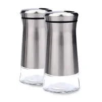 MaxPower Salz- und Pfefferstreuer-Set aus Edelstahl mit Glasboden. Salz- und Pfefferstreuer mit verstellbaren Löchern