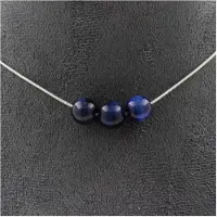Bijoux Steine und Mineralien. Halskette mit 3 blauen Tigerauge-Perlen 8 mm. Edelstahlkette Halskette für Frauen, Männer. Personalisierte Größe.