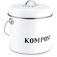 Typecat Küchenkompostbehälter, 5 l, organisch, selbstgemacht, Mülleimer, Melonen, Blätter, Eisen, rund, Holzkohlefilter, Eimer, DIY-Garten
