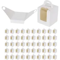 Typecat 50 Stück einzelne Cupcake-Boxen, weiße individuelle Trägerhalter mit Fenstereinsätzen für Bäckereiverpackungen