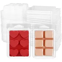 Tlily 100Er-Pack Wachsschmelz-Clamshell-Formen, 6-Fach Durchsichtiger, Leerer, Quadratischer und HerzföRmiger, WüRfelföRmiger WachsschmelzbehäLter Aus